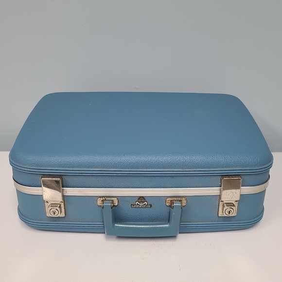marine luggage Handbags - Vintage 1957 Blue McBrine Brand Hard Suitcase